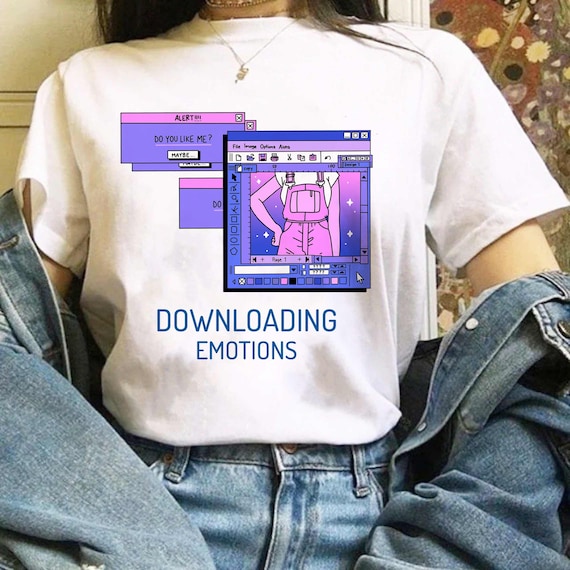 Kawaii Pink shirt, Downloading Emotions shirt, Harajuku shirt, Vaporwave shirt, Anime shirt, Pastel Goth, Tumblr, Unisex