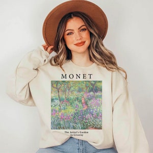 The Artist&#39;s Garden in Giverny (1900) Sweatshirt, Claude Monet, Art Sweatshirt, Art Lover, Aesthetic Gift Unisex