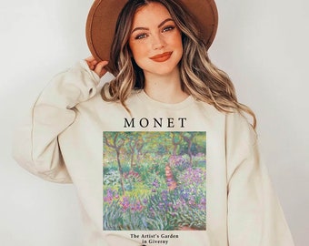 The Artist&#39;s Garden in Giverny (1900) Sweatshirt, Claude Monet, Art Sweatshirt, Art Lover, Aesthetic Gift Unisex
