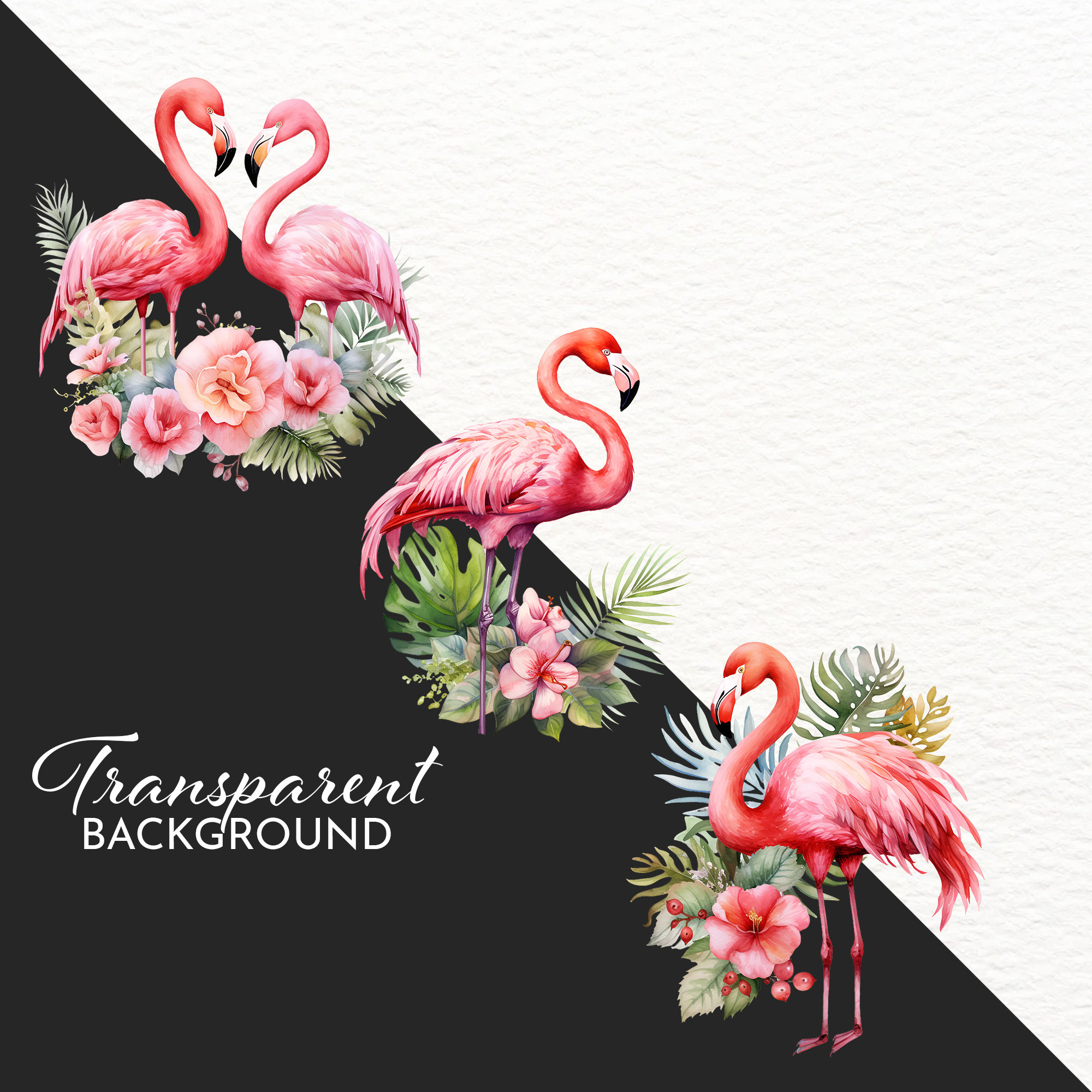Watercolor Flamingo Clipart: Tropical Floral Bird PNG (commercial Use ...