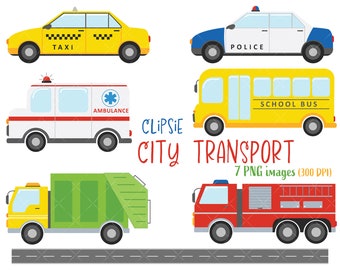 Imágenes prediseñadas de transporte urbano: gráficos PNG de coches (descarga instantánea)
