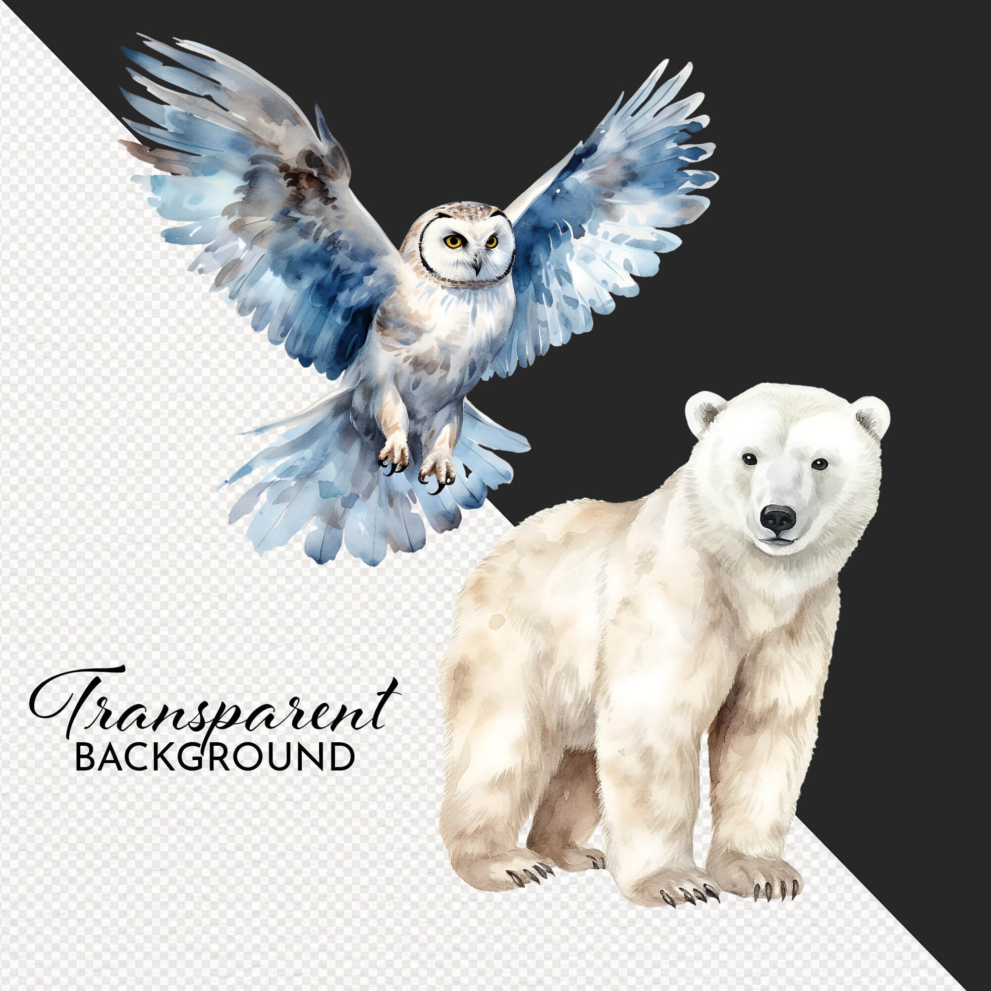 Arctic Animals Clipart, Penguin, Polar Bear, Walrus, Baby Shower