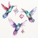 Jeweled Hummingbird Clipart: Watercolor Rainbow Bird Graphics ...