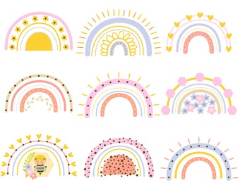 Boho Rainbow Clipart | Bee in the Rainbow | High Resolution 300dpi PNG files | Instant Download