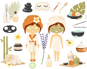 Spa Day Clipart: Wellness Beauty PNG Files (Instant Download)
