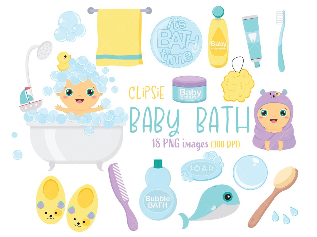 Baby Bath Clipart Soap Clip Art Whale Toy Toothbrush Baby - Etsy