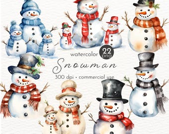 Clipart pupazzo di neve: 22 grafiche PNG di Natale invernale (uso commerciale)