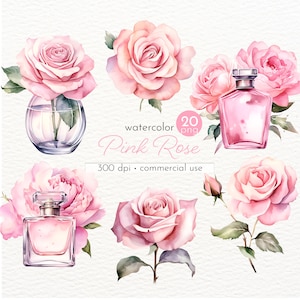 Pink Rose Clipart: Soft Light Summer Flowers (Instant Download)