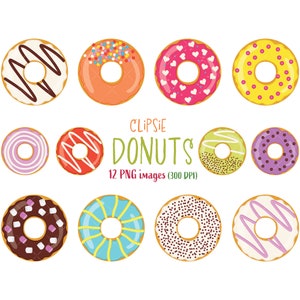 Colorful Donuts Clipart Set: Food Graphics (Instant Download)
