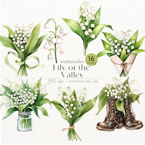 Clipart floral muguet, fleurs sauvages, Images de belles fleurs printanières - téléchargement immédiat - usage Commercial