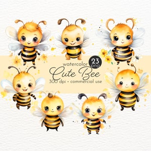 Schattige aquarel bij clipart, bijenkorf, honingbij illustraties, baby shower clipart - Instant Download - commercieel gebruik