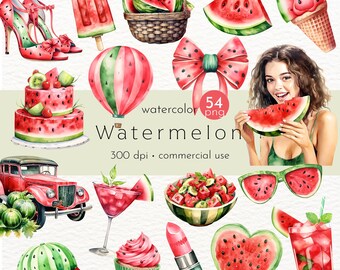Watermelon Clipart Bundle, Images of Refreshing Summer Watermelon Delights - Instant Download - Commercial Use