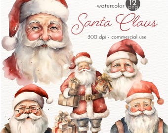 Vintage Santa Claus Clipart: Retro Christmas PNG Images (Commercial Use)