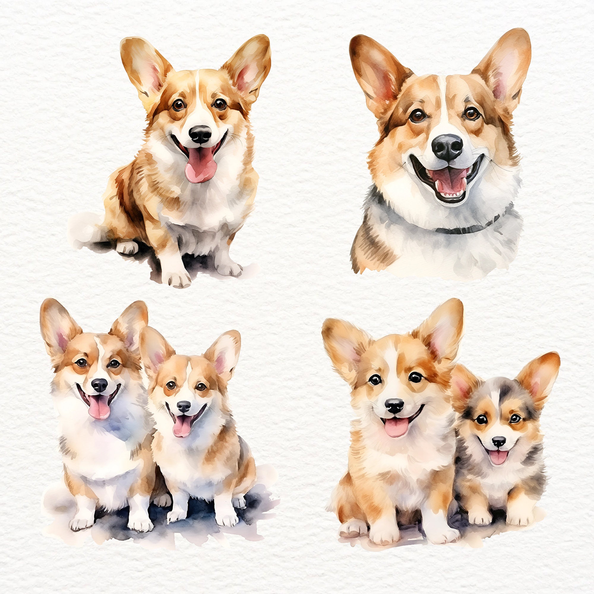 Corgi Dog Clipart, Welsh Corgi, Watercolor Dog, Cardigan Welsh Corgi ...