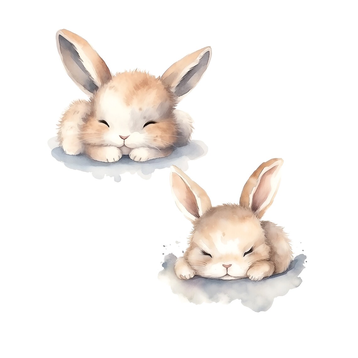 Sleeping Boho Bunny Clipart, Baby Nursery Art Art, Cute Watercolor ...