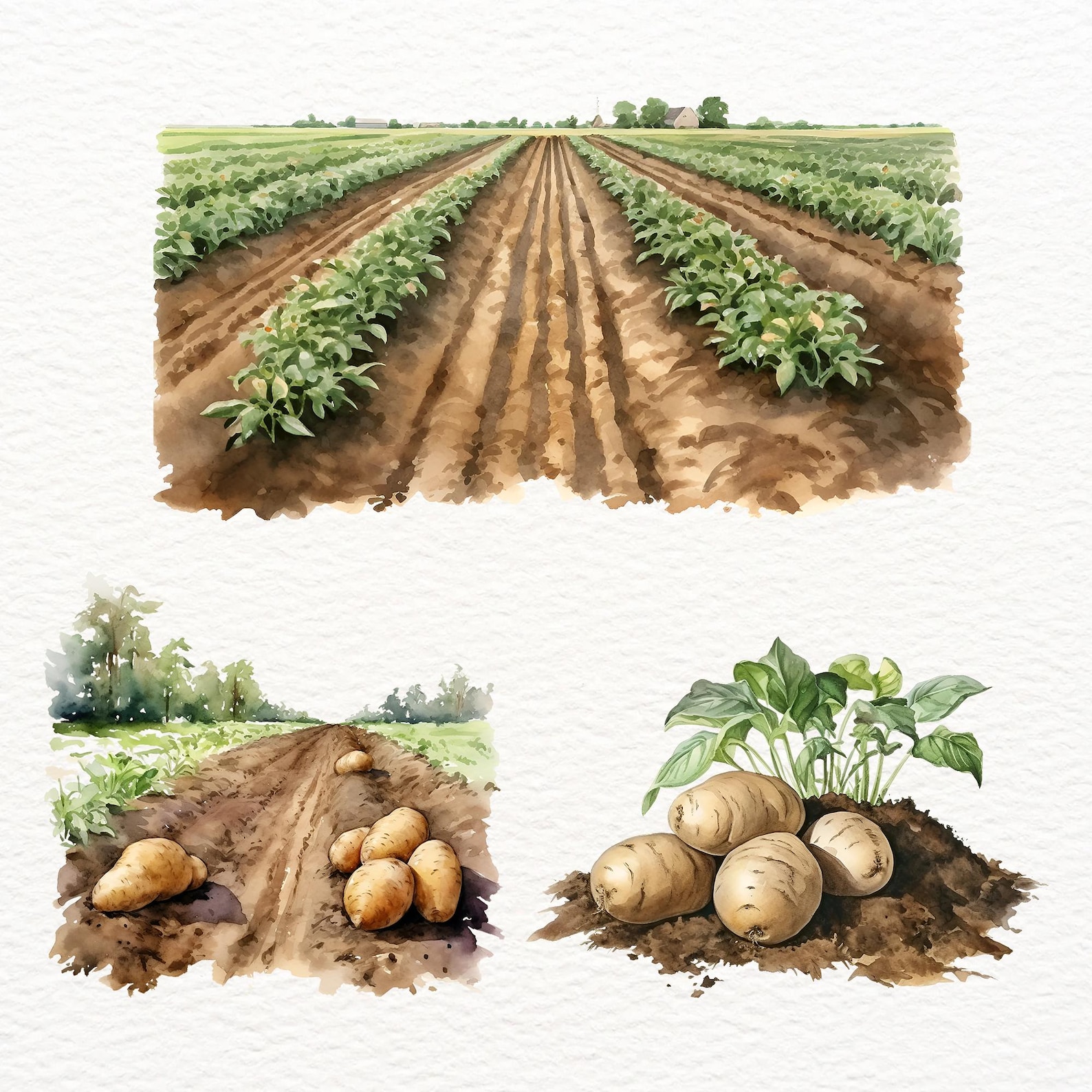 Watercolor Potato Clipart: PNG Vegetable Bundle (commercial Use) - Etsy