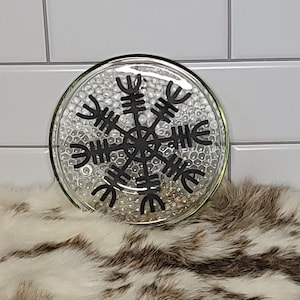 Ægishjálmr, Helm Of Awe, Candle Plate/ Altar Plate/ Offering/ Crystal Plate/ Candler Holder/ Pagan Decor/ Heathenry