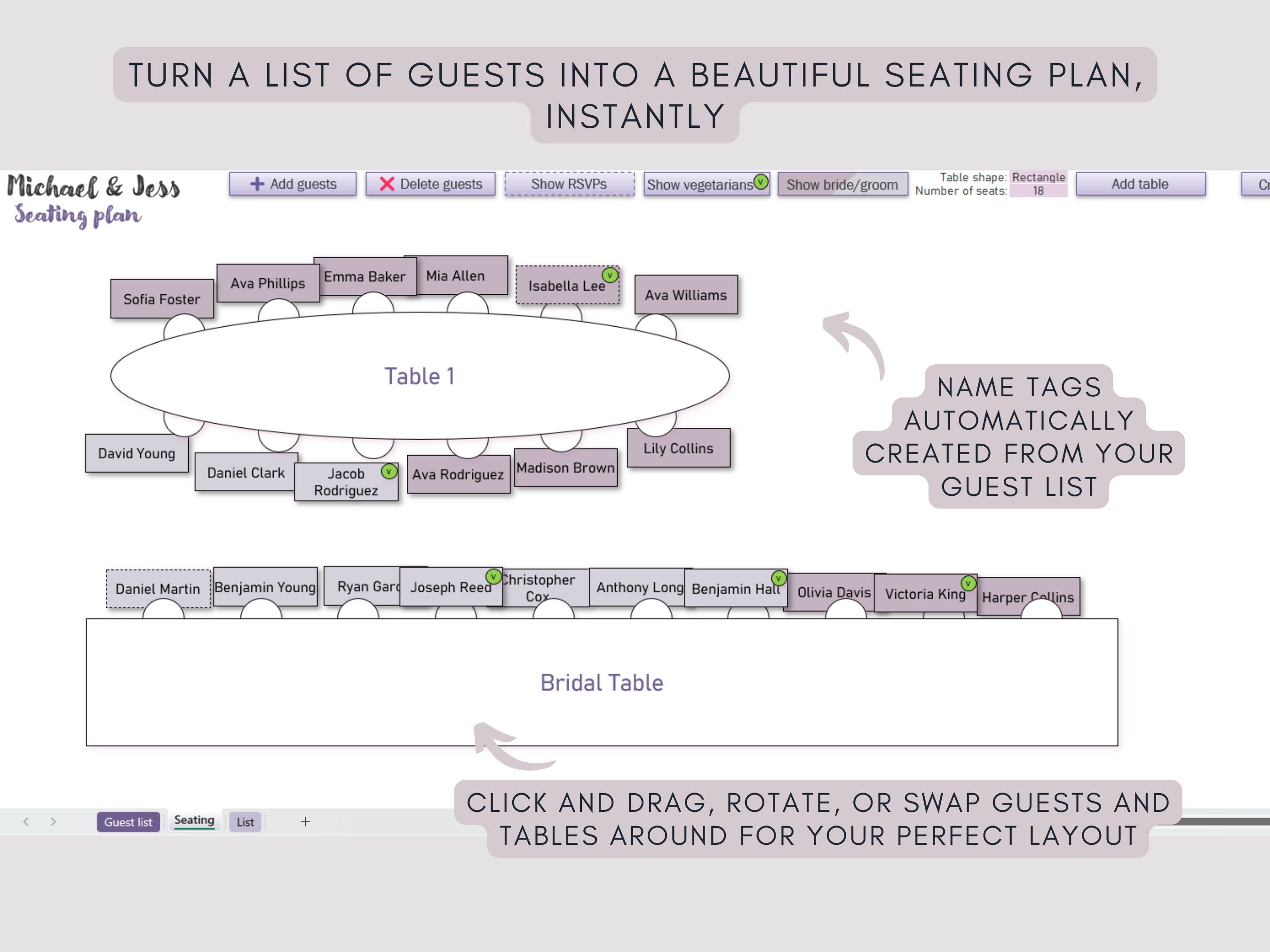 Seating Chart Creator App Guest List to Dream Wedding Seating Plan in