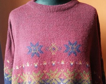 pull Liberty International en alpaga coloré vintage des années 90 fabriqué en Italie taille 52 livraison gratuite