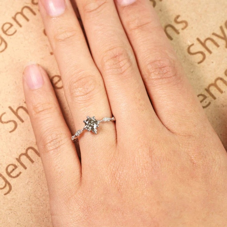 Antique Art Deco Salt and Pepper Diamond Ring Vintage Etsy