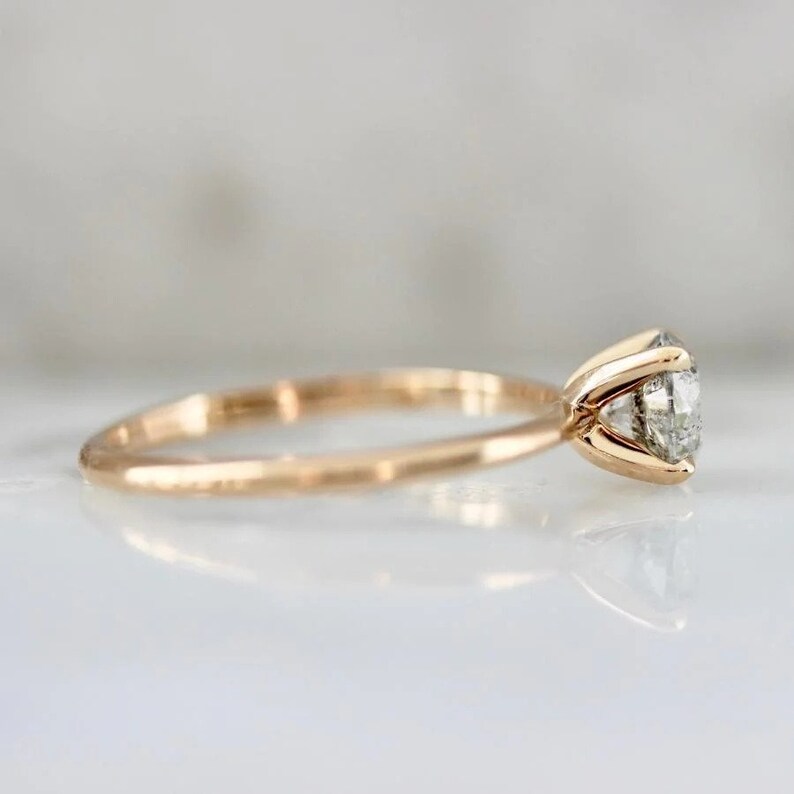 Classic Salt and Pepper Diamond Ring Round Solitaire Etsy