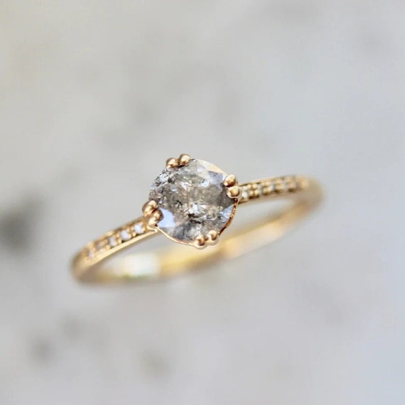 Salt and Pepper Diamond Engagement Ring Vintage Wedding Ring - Etsy