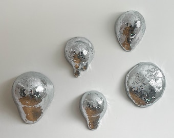 Wall Melting Drippy Disco Ball Mirrored Melted designs metallic home decor