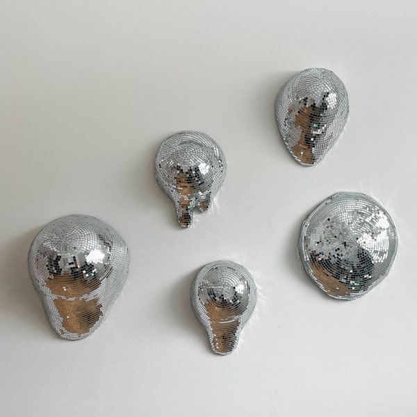 Wall Melting Drippy Disco Ball Mirrored Melted designs metallic home decor