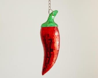 Hot Chili Pepper Disco Ball, Spicy, Food Art, Disco Ball, Mirror, Resin