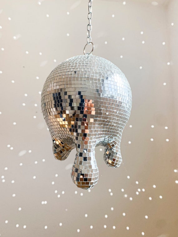 Melting Drippy Disco Ball Silver Pot Mirrored Melted Designs