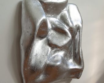 Silver 3D Plaster Art Wall Sculpture | Sculptural Wall Art | 3D Wall Art | Metal Wall Art | Mid-Century Modern | Plaster Wall Art