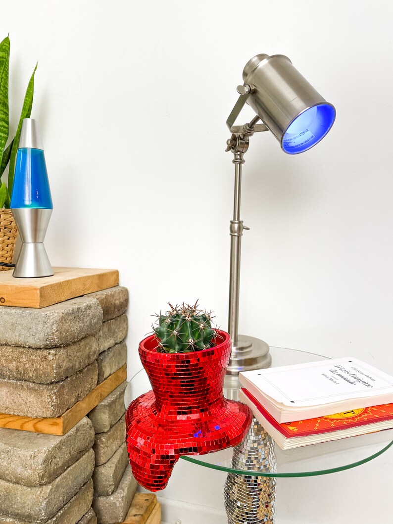 Melting Disco Ball Planter Gold Pot Mirrored Melted Designs Etsy