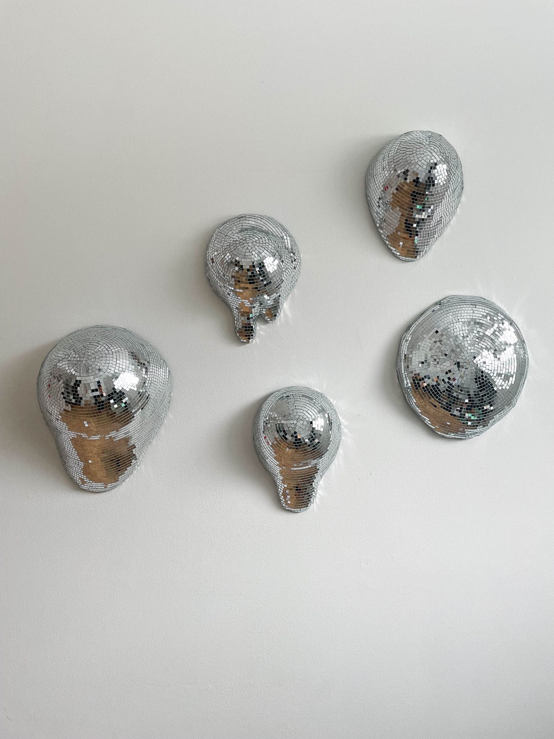 Wall Melting Drippy Disco Ball Mirrored Melted Designs Metallic Home