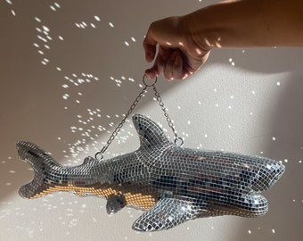 Disco Shark, Disco ball shark, Disco ball, Funky shark, Home decor, Kids bedroom, Disco party, Sculpture