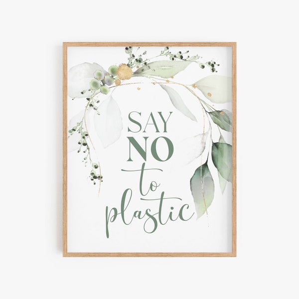 Say no to plastic print, Zero Waste Sustainable Eco friendly poster, Sustainable vegan print, Sustainable poster for kitchen, Vegan poster