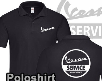 Herren Polohemd Vespa Roller Piaggio personalisiert Poloshirt Wunschtext schwarz Stadt Shirt verschiedene Farben