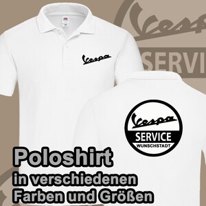 Herren Polohemd Vespa Roller Piaggio personalisiert Poloshirt Wunschtext schwarz Stadt Shirt verschiedene Farben Bild 2