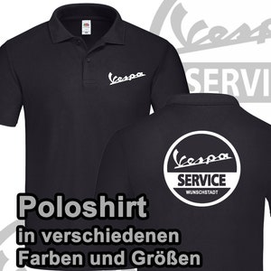 Herren Polohemd Vespa Roller Piaggio personalisiert Poloshirt Wunschtext schwarz Stadt Shirt verschiedene Farben Bild 1