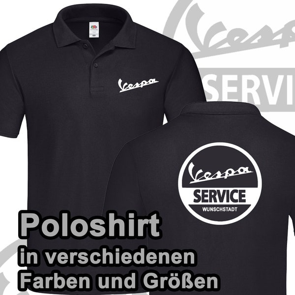 Herren Polohemd Vespa Roller Piaggio personalisiert Poloshirt Wunschtext schwarz Stadt Shirt verschiedene Farben