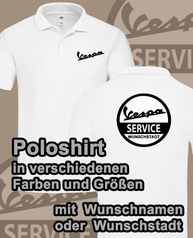 Herren Polohemd Vespa Roller Piaggio personalisiert Poloshirt Wunschtext schwarz Stadt Shirt verschiedene Farben Bild 2