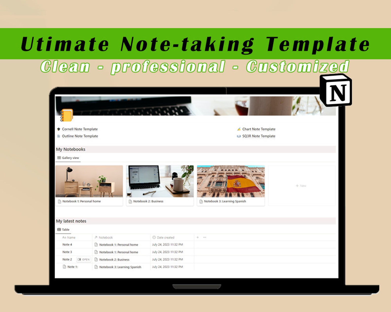 Notion Notetaking Template Take Note With Productivity With Notion Bundle Notebook & Journal