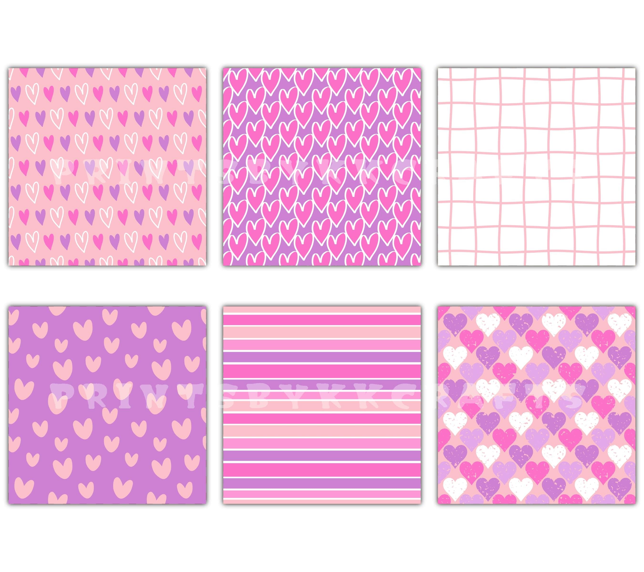 Purple and Pink Valentines Digital Paper, Seamless Repeat Printable ...