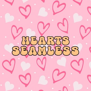 Patrón sin costuras de corazones, papel digital para el día de San Valentín, archivo de descarga instantánea, fondo de corazón rosa, diseño repetido imprimible para San Valentín, JPG