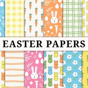 15 abstraktes digitales Osterpapier, druckbares Rapportmuster, Sofort download Datei, Handgezeichnete Doodles, Häschen Hintergrund, abstrakt, Scrapbook