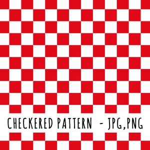 Rot-weiß kariertes digitales Papier, Jpg, Png, nahtloses Karomuster, SOFORT-Download-Datei, SEAMLESS QUER, rot karierter Druck