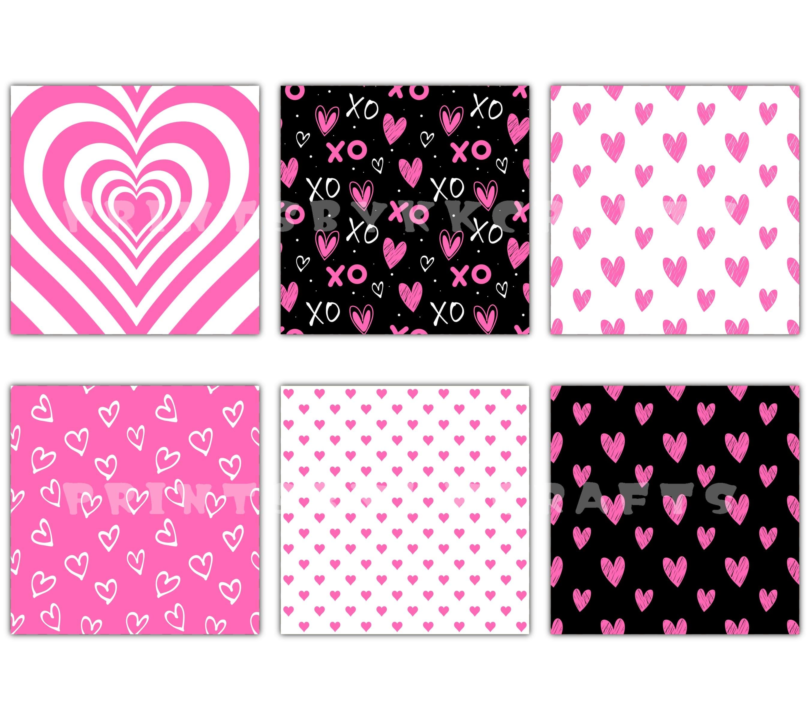 Hot Pink Valentines Digital Paper Pack, Seamless Heart Printable ...