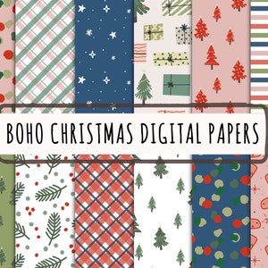 Weihnachten nahtloses wiederholen Muster, Boho Weihnachten Scrapbook Papier, Urlaub Hintergründe, kommerzielle Nutzung digitales Papier Pack