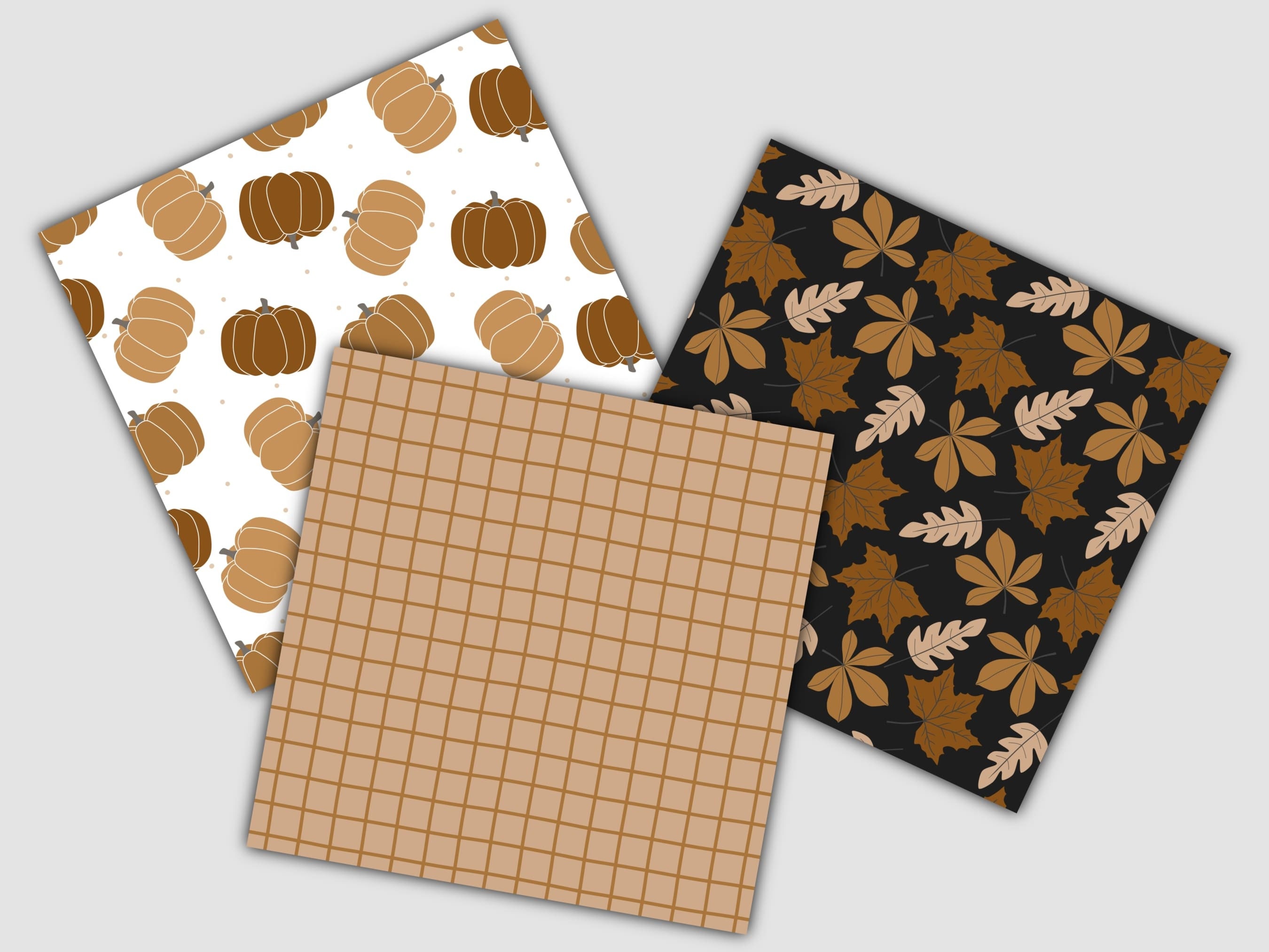 Boho Seamless Pumpkin Digital Paper Set, Fall Autumn Leaf Texture ...