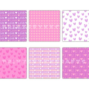 Purple and Pink Valentines Digital Paper, Seamless Repeat Printable ...