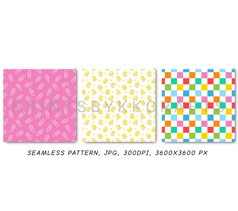 Student Paper Pattern Back to School Digital Papers, Seamless Repeat Printable Pattern ...